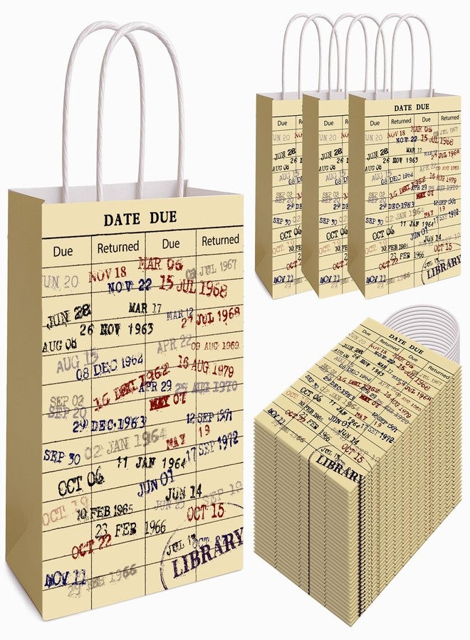 ٣٦ قطعة من أكياس بطاقات المكتبة، أكياس هدايا الكتب، هدايا نادي الكتاب لعيد الميلاد، أكياس بطاقات تاريخ الاستحقاق للمكتبة القديمة، ورق تغليف بالجملة بطابع الكتب مع مقابض، هدايا المكتبة لمحبي الكتب، لوازم تغليف أمناء المكتبات - Image 1